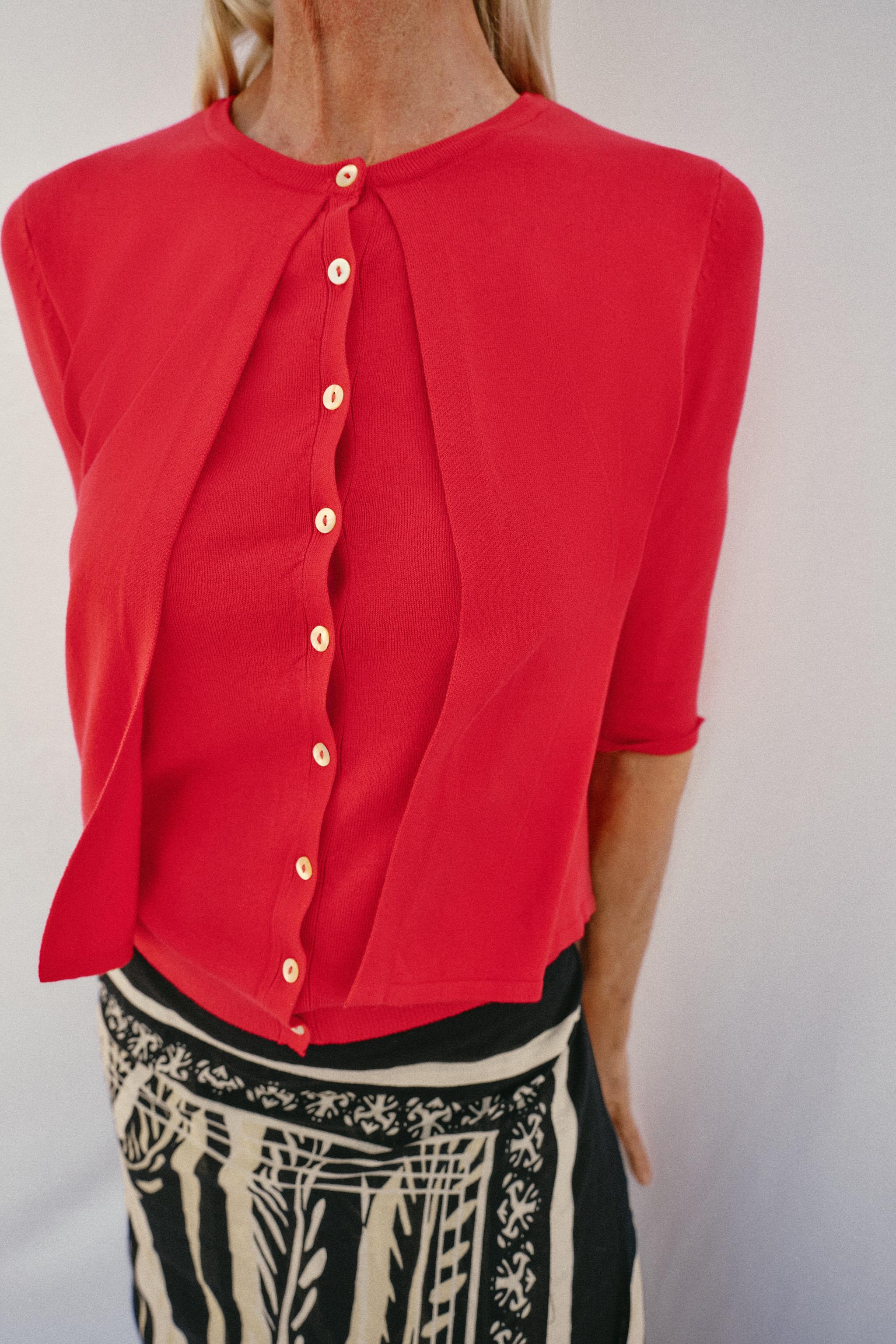 DOUBLE LAYER KNIT CARDIGAN